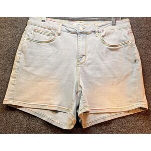 Judy Blue Denim Shorts Womens 1XL Light Wash Rainbow Stitch High Rise Jean